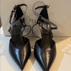 Peserico Black Strappy Heels